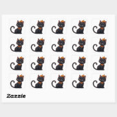 Kawaii Zwarte Kat Halloween 🎃 Vierkante Sticker (Vel)
