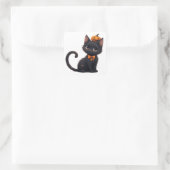 Kawaii Zwarte Kat Halloween 🎃 Vierkante Sticker (Tas)