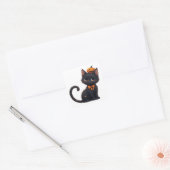 Kawaii Zwarte Kat Halloween 🎃 Vierkante Sticker (Envelop)