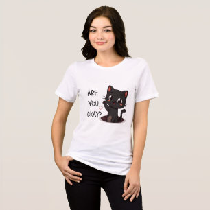 Kawaii Zwarte Kat T-Shirt