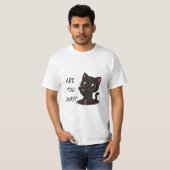 Kawaii Zwarte Kat T-Shirt (Voorkant volledig)