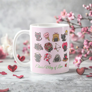 Kawaii Zwarte Kat Valentijnsmok – Perfecte Liefde Koffiemok