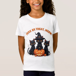 Kawaii Zwarte Katten In Pompoenveld Halloween 🎃 T-shirt