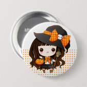 Kawaiii Halloween heks Ronde Button 7,6 Cm (Voorkant /achterkant)
