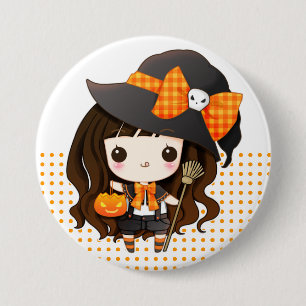 Kawaiii Halloween heks Ronde Button 7,6 Cm