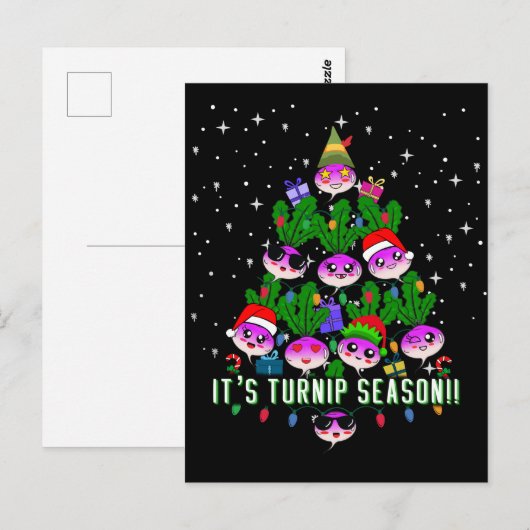 Kawaii's kerstboom met turnip-seizoensboom Funny Briefkaart (Voorkant / Achterkant)