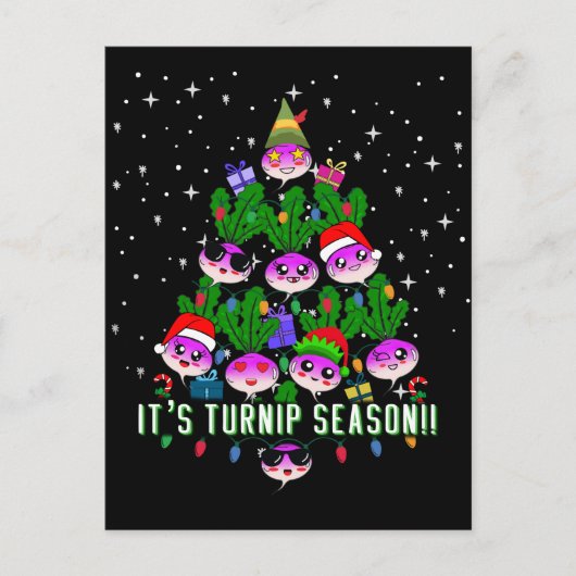 Kawaii's kerstboom met turnip-seizoensboom Funny Briefkaart (Voorkant)