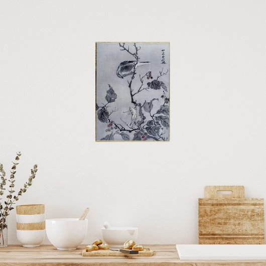 Kawanabe Kyōsai Bird en Frog Poster (Keuken)