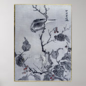 Kawanabe Kyōsai Bird en Frog Poster (Voorkant)