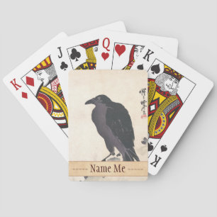 Kawanabe Kyōsai Crow Resting on Wood Trunk art Pokerkaarten