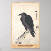 Kawanabe Kyōsai Crow Resting on Wood Trunk art Poster (Voorkant)