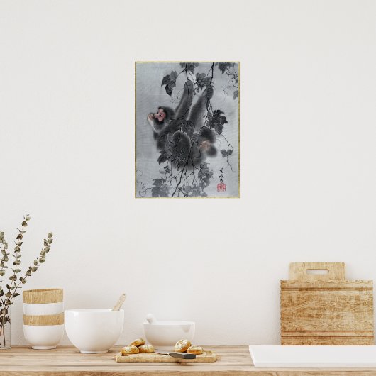 Kawanabe Kyōsai Monkeys Poster (Keuken)