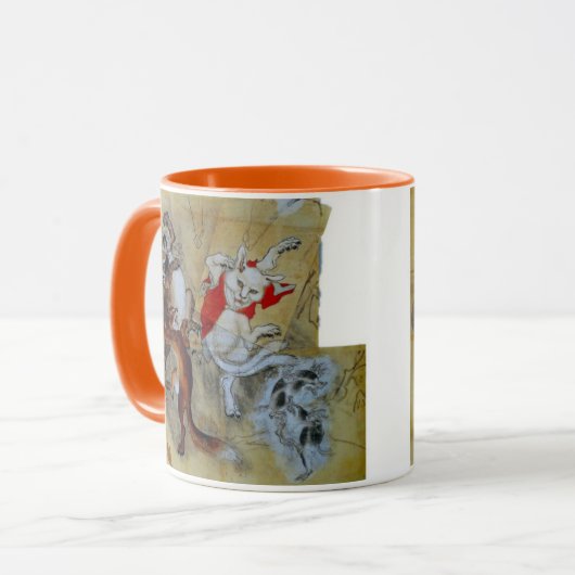 kawanabe kyosai, Tanuki and monster cat Mok (Voorkant links)