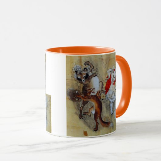 kawanabe kyosai, Tanuki and monster cat Mok (Voorkant rechts)