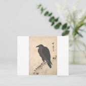 Kawanabe Kyoto Crow Resting on Wood Trunk Art Briefkaart (Staand voorkant)