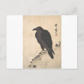Kawanabe Kyoto Crow Resting on Wood Trunk Art Briefkaart (Voorkant)