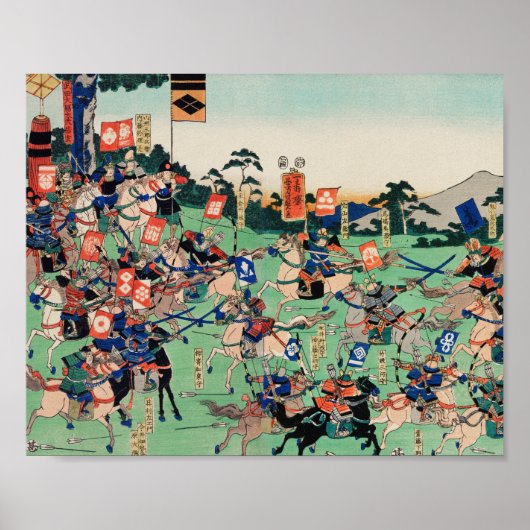 Kawanakajima no Kassen van Utagawa Kuniyoshi Poster (Voorkant)