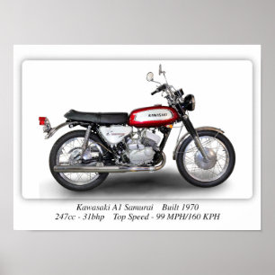 Kawasaki A1 Samurai Motorcycle A3 Poster
