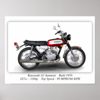 Kawasaki A1 Samurai Motorcycle A3 Poster