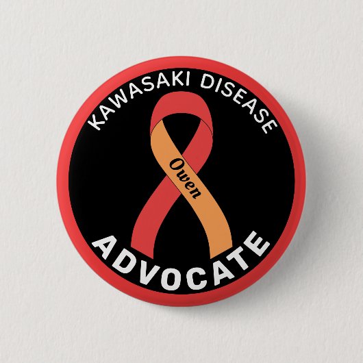 Kawasaki Disease Advocate Ribbon Black Button (Voorkant)