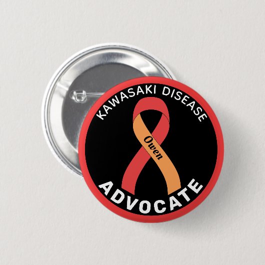 Kawasaki Disease Advocate Ribbon Black Button (Voorkant /achterkant)