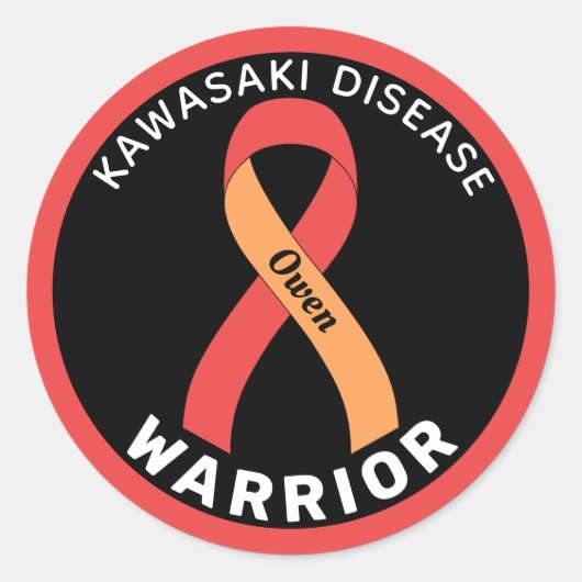 Kawasaki Disease Warrior Ribbon Black Ronde Sticker (Voorkant)