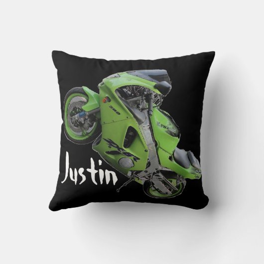 Kawasaki Green "Crotch Rocket" Pillow Kussen (Achterkant)