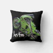 Kawasaki Green "Crotch Rocket" Pillow Kussen (Voorkant)