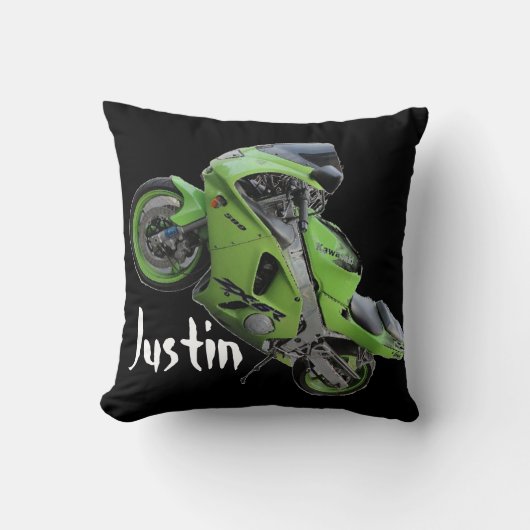 Kawasaki Green "Crotch Rocket" Pillow Kussen (Voorkant)
