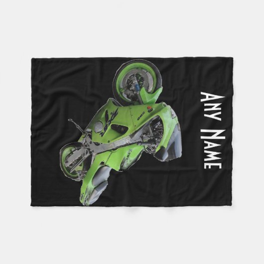 Kawasaki Green Speed Motorcycle Blanket Fleece Deken (Voorkant (Horizontaal))