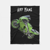 Kawasaki Green Speed Motorcycle Blanket Fleece Deken (Voorkant)