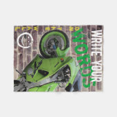 Kawasaki Groene Motorfiets Graffiti Muur Dekbed Fleece Deken (Voorkant (Horizontaal))
