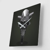 Kawasaki H2R | Black background Vierkante Klok (Hoek)