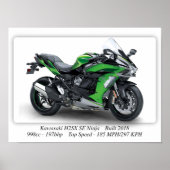 Kawasaki H2SX SE Ninja Motorcycle - A3 Poster (Voorkant)