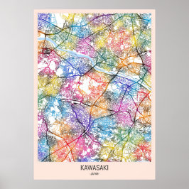 Kawasaki Japan Stadkaart Poster