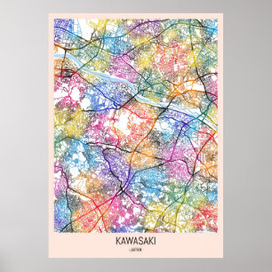Kawasaki Japan Stadkaart Poster