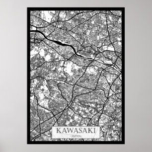 Kawasaki Japan Stadsplattegrond Poster