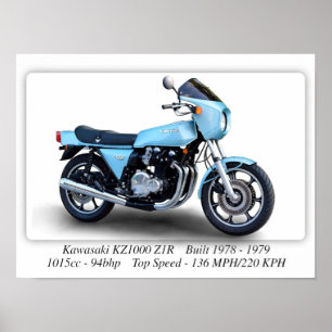 Kawasaki KZ1000 Z1R-motorfiets - Afdruk A3-formaat Poster