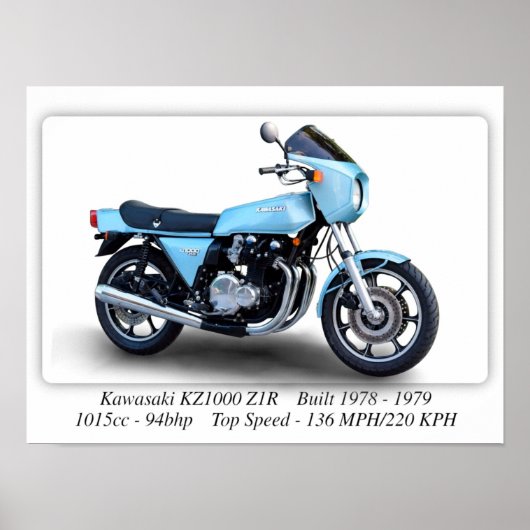 Kawasaki KZ1000 Z1R-motorfiets - Afdruk A3-formaat Poster (Voorkant)
