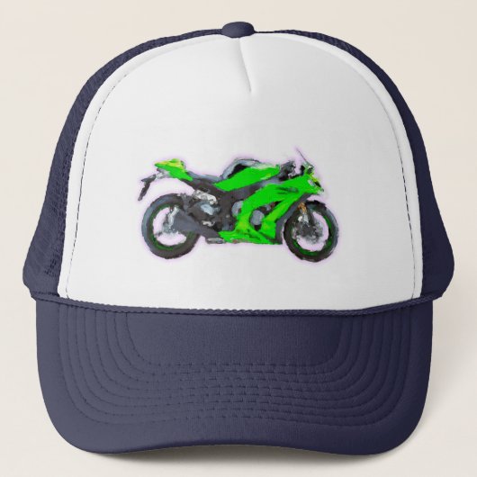 Kawasaki Ninja ZX 10R Hand Painted Art Brush Trucker Pet (Voorkant)
