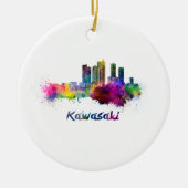Kawasaki skyline in waterverf keramisch ornament (Voorkant)