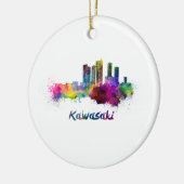 Kawasaki skyline in waterverf keramisch ornament