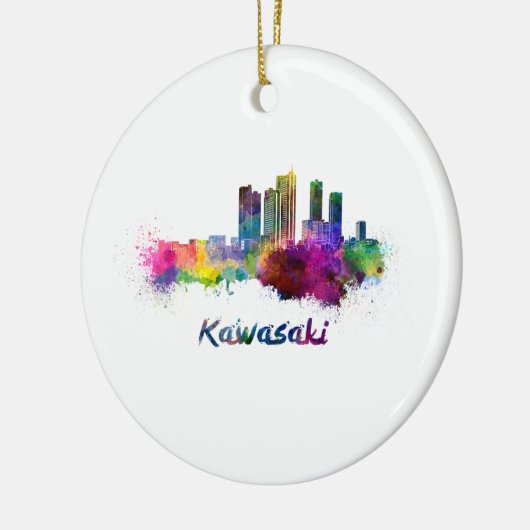 Kawasaki skyline in waterverf keramisch ornament (Links)