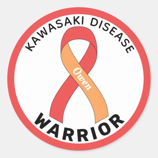 Kawasaki Ziekte Warrior Ribbon White Ronde Sticker (Voorkant)