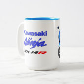 Kawasaki ZX-14R Ninja (blauw) Tweekleurige Koffiemok (Voorkant links)