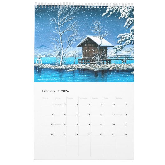 Kawase Hasui Landschap (M) Kalender (Feb 2026)