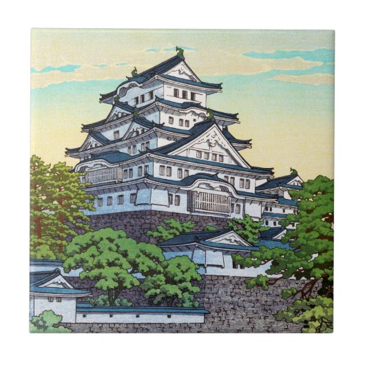 Kawase Hasui Pacific Transport Lines Himeji Castle Tegeltje (Voorkant)