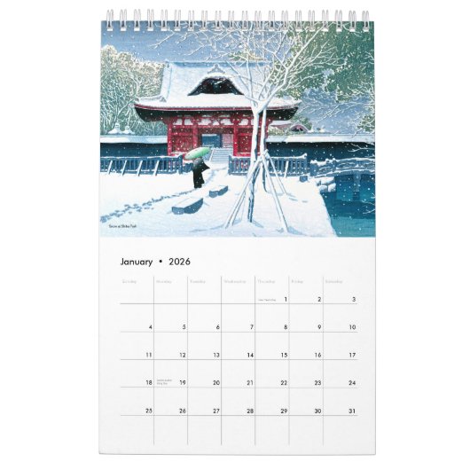 Kawase Hasui Scenery 2 klein Kalender (Jan 2026)