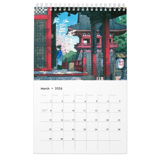 Kawase Hasui Scenery 2 klein Kalender (Mar 2026)