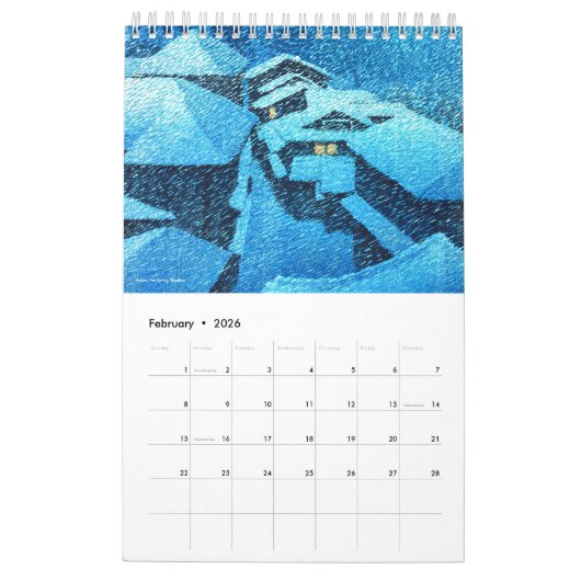 Kawase Hasui Scenery 2 klein Kalender (Feb 2026)